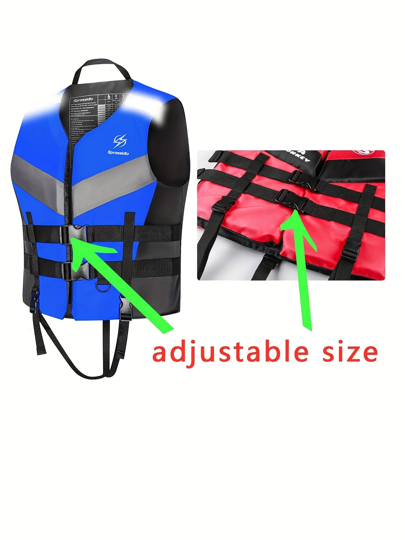 HISEA Adjustable Safety Life Jacket - Outdoor Drifting, Swimming, Snorkeling Suit for Kayaking, Boating, Fishing, Water Ski, and Rafting - Water Sports Life Vest