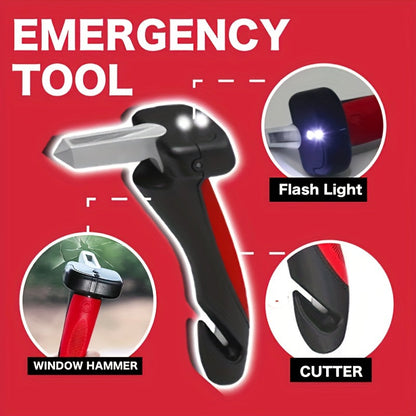 Portable Vehicle Support Grab Bar - Emergency Escape Tool with Window Breaker, Seat Belt Cutter, and LED Flashlight