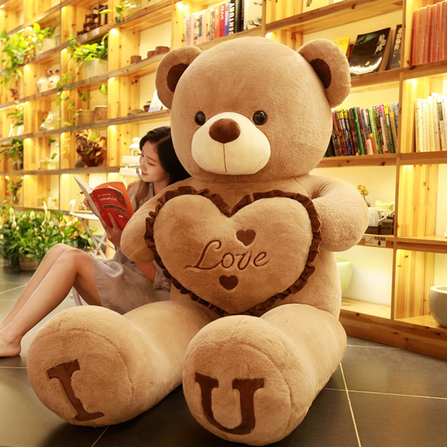 100cm “I LOVE YOU” Giant Plush Bear – Soft Stuffed Toy for Kids & Girlfriend Birthday Gift