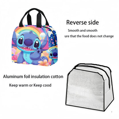 Stitch Themed Insulated Lunch Bag - Portable, Spill-Proof, and Keeps Food Fresh - Ideal for Office, School, and Outdoor Activities