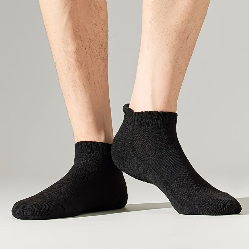 5 Pairs Unisex Casual Ankle Socks: Breathable Sports Socks with Towel Bottom, Sweat-Absorbent and Anti-Odor for Spring and Summer