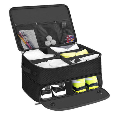 Golf Shoe Bag – Outdoor Foldable Storage for Golf Supplies, Oxford Cloth Holder Box for Ball & Towel, Portable Trunk Organizer