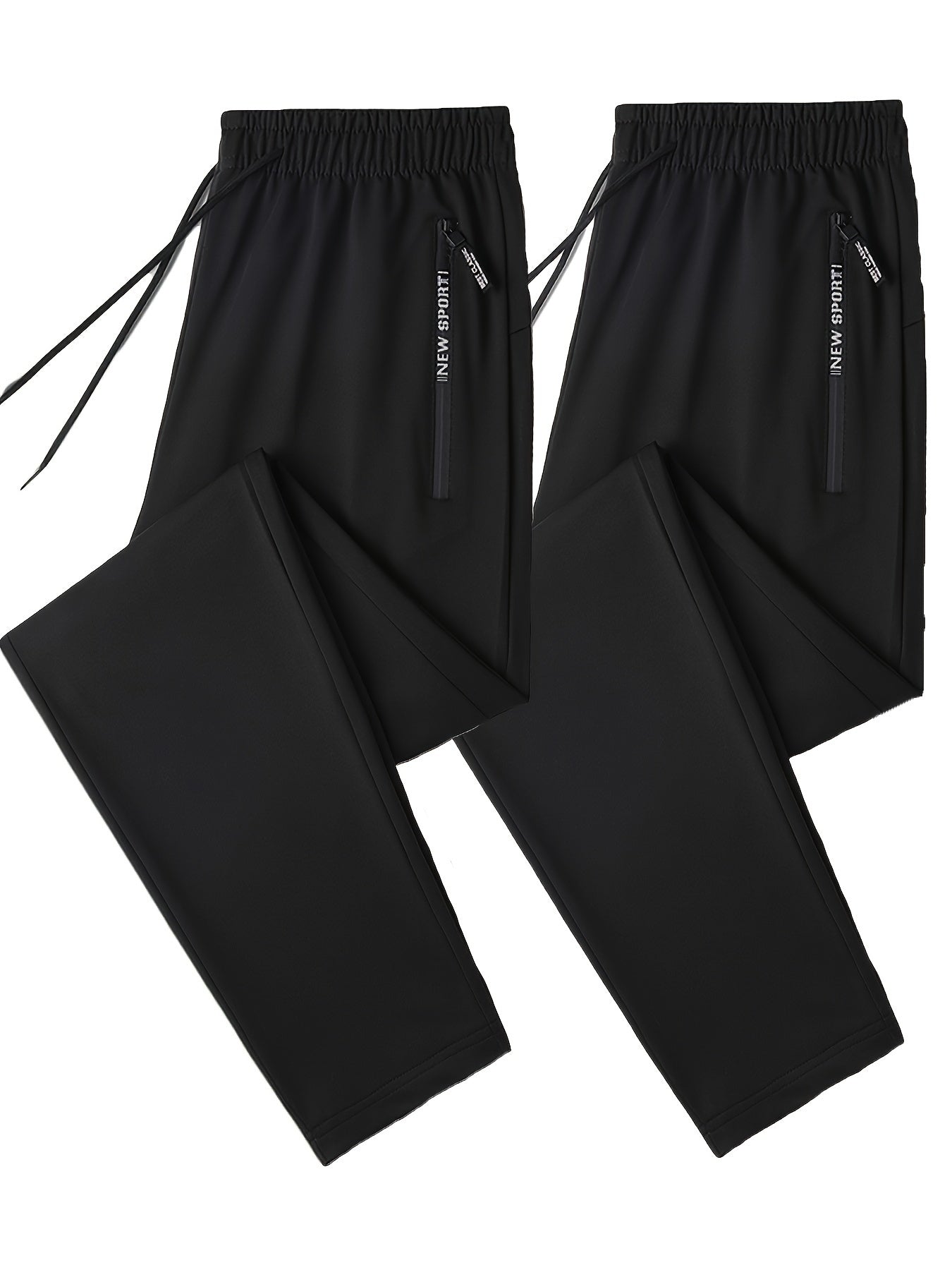 Men's 2-Pack Solid Sweatpants Set - Regular Fit and Cuffed, Letter Print, Zippered Pockets, Drawstring, Athletic Joggers for All Seasons Fitness and Gym Wear