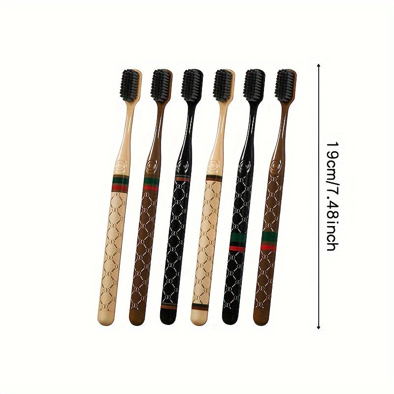 6-Piece Luxury Toothbrush Set - Soft Bristles for Gentle Teeth Care, Deep Clean Oral Hygiene for Adults, Elegant Box Included
