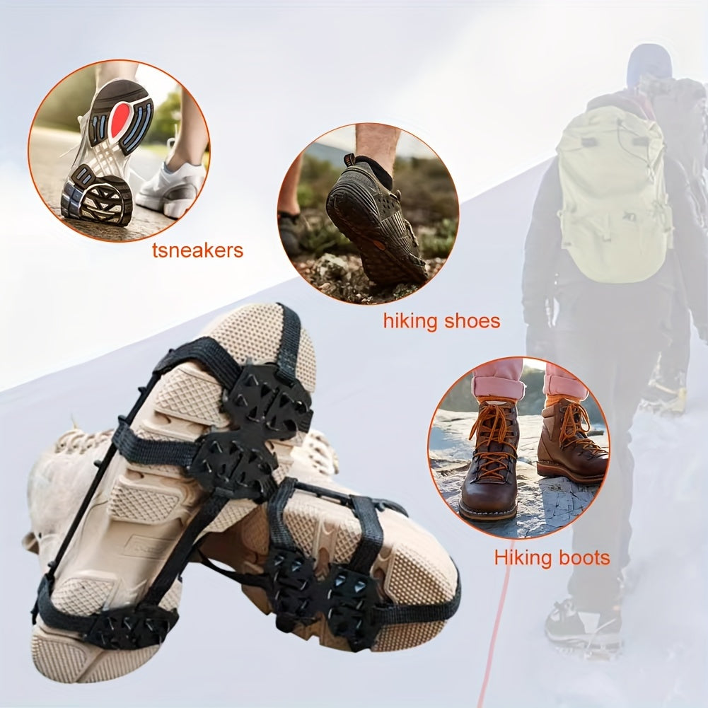 24 Tooth Anti-Slip Crampons - Shoe Covers for Ice and Snow, Ideal for Hiking, Climbing, Walking, Running and  Hunting
