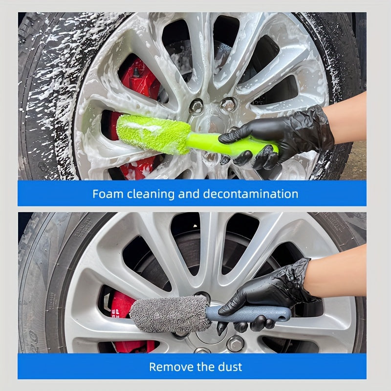 Extended Length Microfiber Car Rim Cleaning Brush - Precision Wheel Rim Detailing Tool for Effective Car Maintenance - Ideal for Car Wash and Enhancing Vehicle Beauty