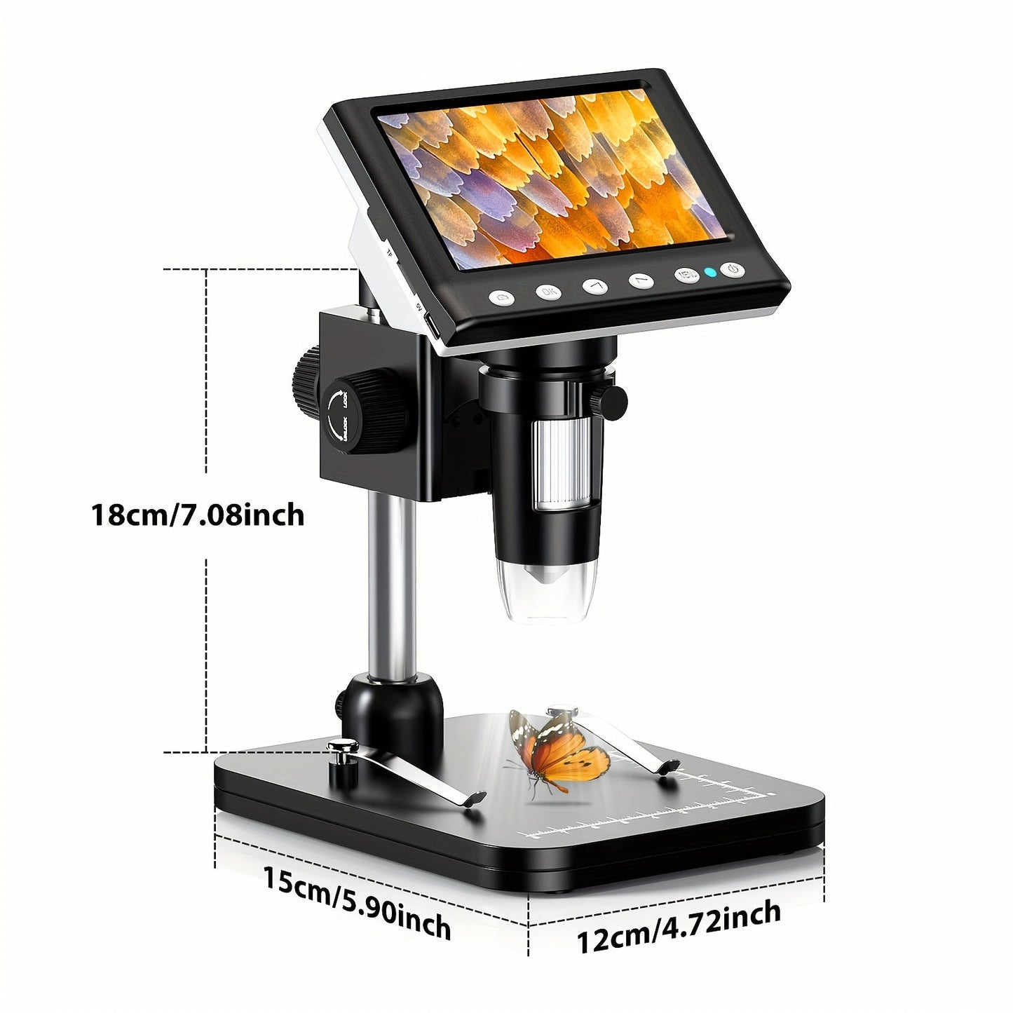 1000X Magnification 4.3'' IPS LCD Digital Microscope – High-Definition Coin Collector Tool with 8 Adjustable LEDs – Windows Compatible, Ideal for Adults and Hobbyists