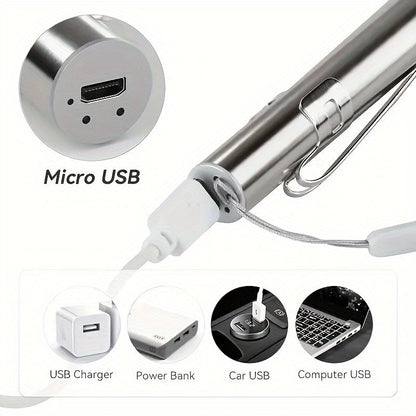 8000 Lumens Mini Penlight Lamp – USB Rechargeable Pocket LED Flashlight with Lanyard