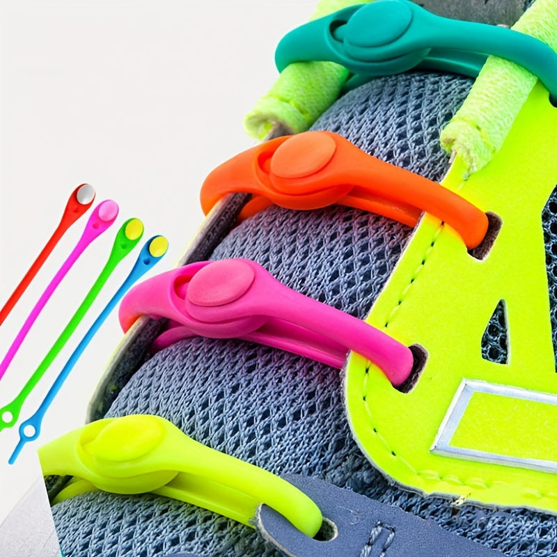 24pcs No-Tie Silicone Shoelaces – Colorful Elastic Laces for Sneakers