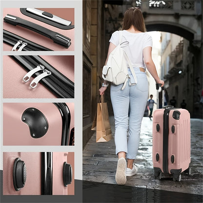 3-Piece Striped ABS Luggage Set: Lightweight Carry-On Trolley Cases with Lock and Universal Wheels, 20/24/28 Inch