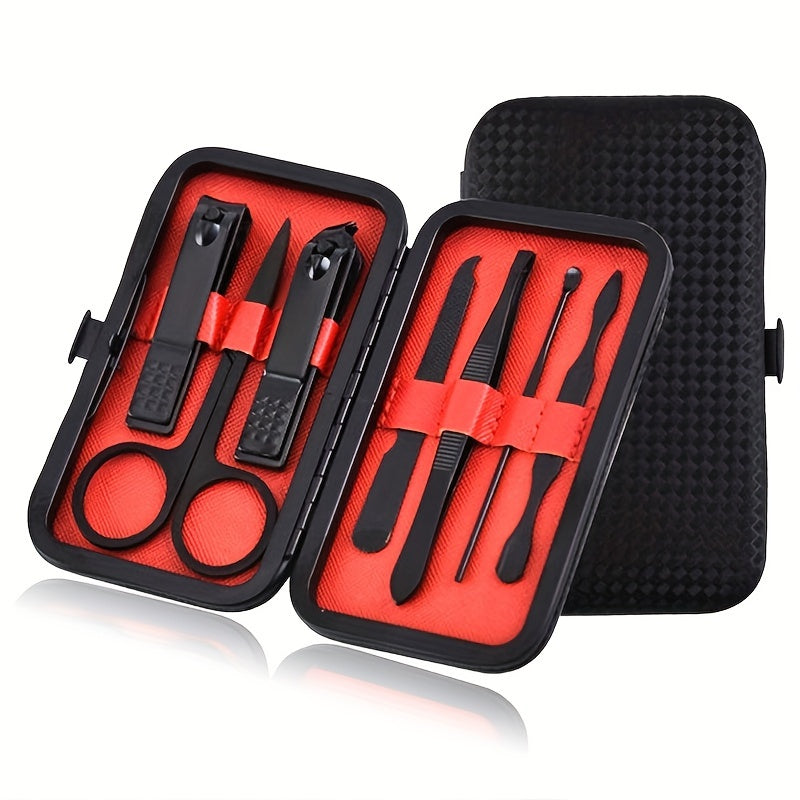 Stainless Steel Nail Clipper Grooming Kit – Includes Cutter, Trimmer, Earpick, Scissors, Tweezer, and Travel Case for Manicure and Pedicure