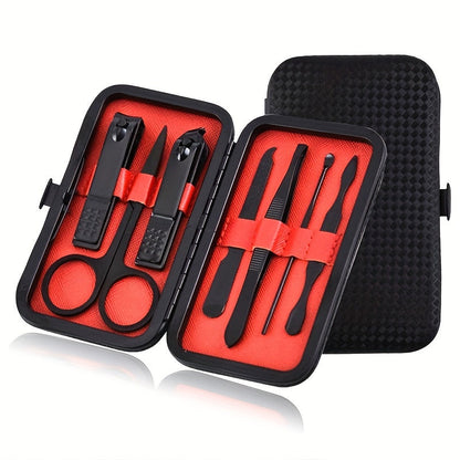 Stainless Steel Nail Clipper Grooming Kit – Includes Cutter, Trimmer, Earpick, Scissors, Tweezer, and Travel Case for Manicure and Pedicure