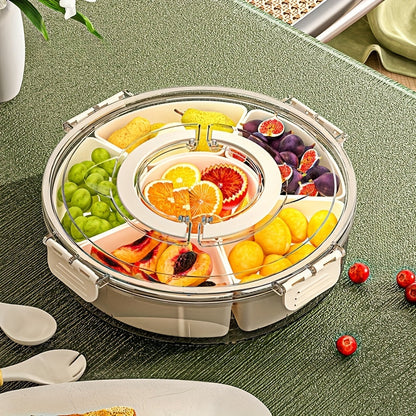 1Pc Hexagonal Rotating Fruit Tray with Handle - Sealed, Moisture-Proof Snack Box, Portable Household Storage, Fresh-Keeping and Multifunctional Dry Seasoning Box