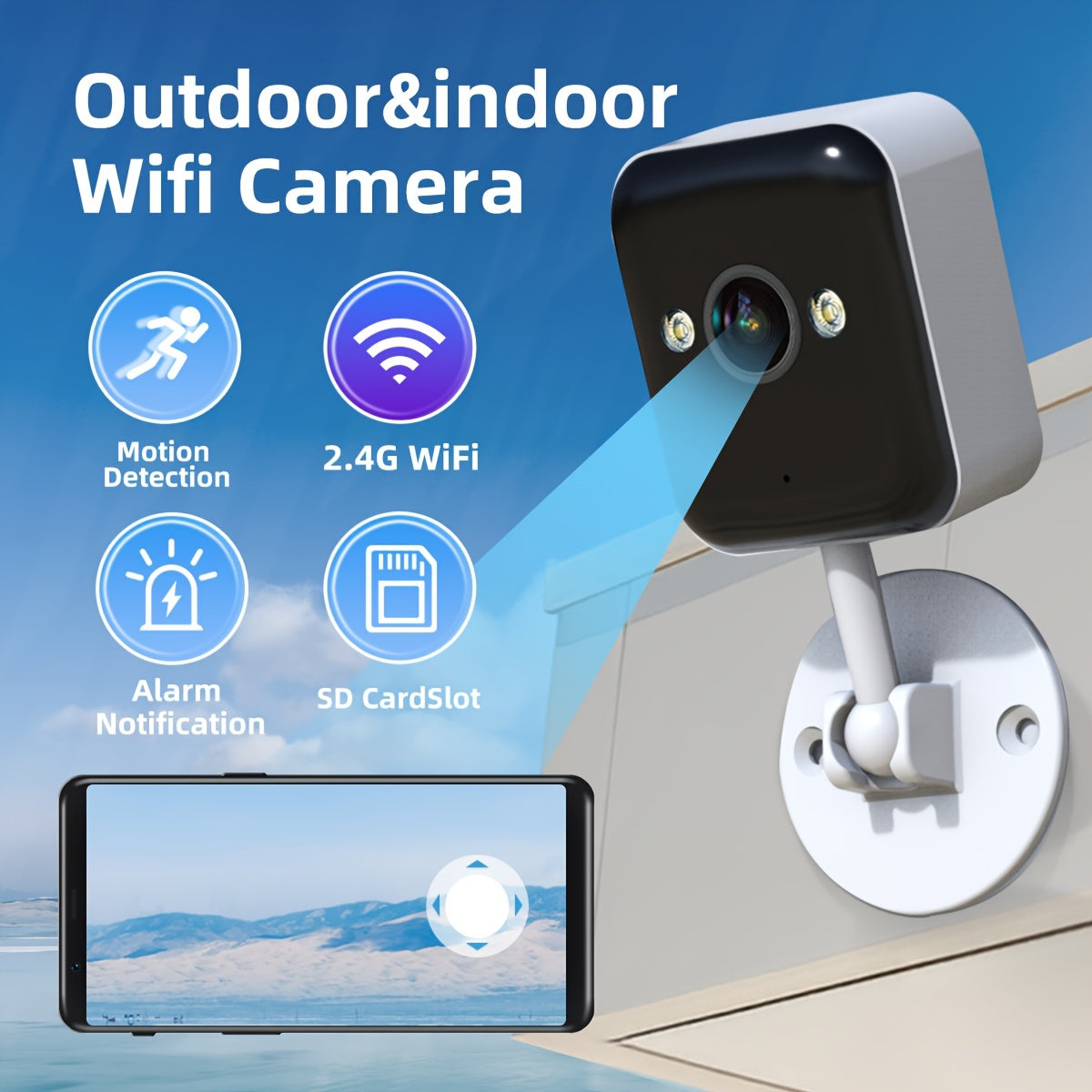 1080P FHD Wireless Surveillance Camera - Full-Color Night Vision, Two-Way Audio, Motion Detection, Built-in AP Hotspot for Child, Elderly and Pet Safety