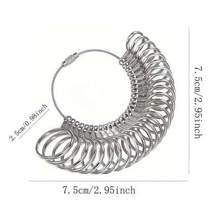 Metal Ring Sizer Measuring Tool Set - Finger Sizing Gauge for Women & Men, US Sizes 0-13 Including Half Sizes
