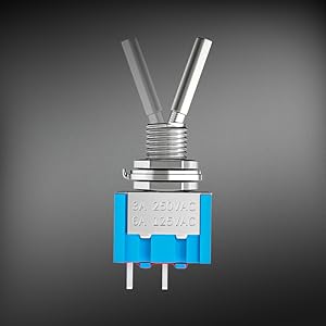 DaierTek 5PCS 2-Pin Mini Toggle Switch – SPST 2-Position ON/OFF Flat Handle Latching Switch for Car & Truck with Solder Terminals