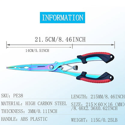 Premium Stainless Steel Fishing Pliers - Multifunctional Hook Remover, Line Cutter and Ring Opener