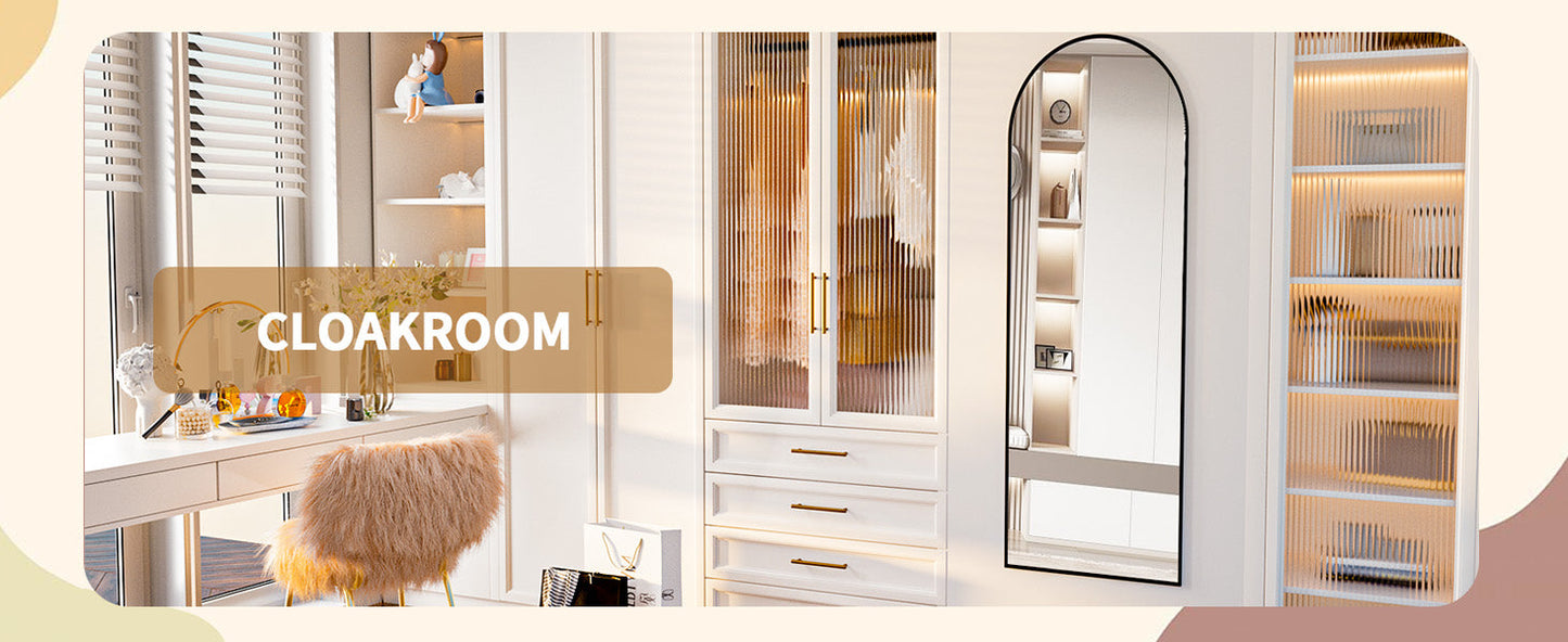 Arched Full Length Mirror – 71"x26" Full Body Floor Mirror, Standing, Hanging or Leaning Wall Mount with Stand