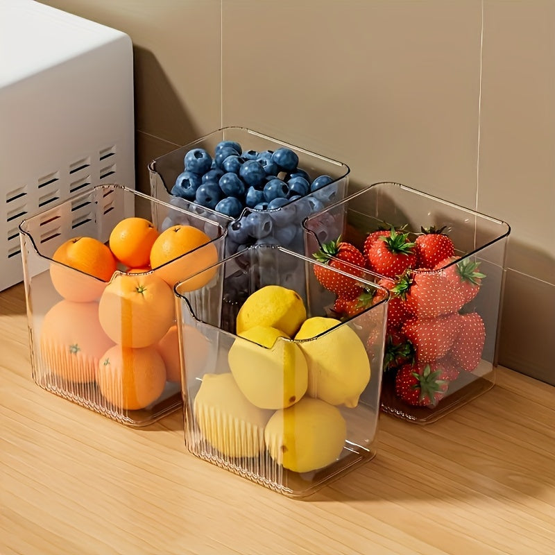 6 Piece Clear Plastic Fridge Organizer Bins – BPA-Free, Stackable Storage Containers for Vegetables, Fruits, Snacks, Kitchen Space Saver