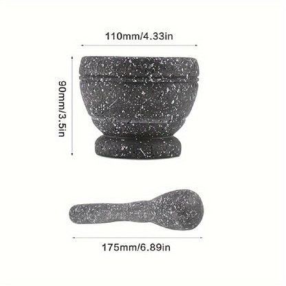 Plastic Manual Mortar and Pestle Set - Garlic and Spices Grinder with Grinding Bowl for Kitchen Seasoning and Herb Mixing - Ideal Gift Tool