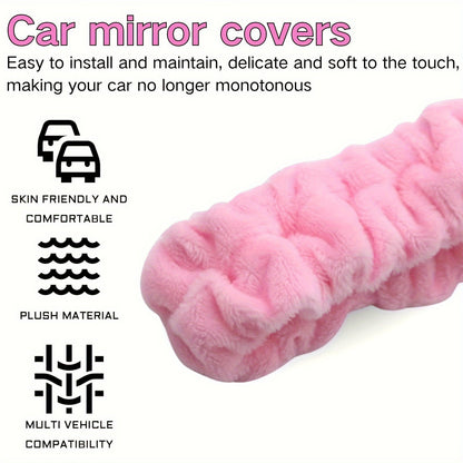 Sanrio Hello Kitty Plush Car Mirror Cover - Cute Cartoon Rearview Protector, Fit Cotton Interior Accessory