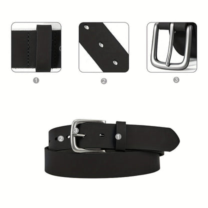 Handcrafted Men's Luxury Full Grain Leather Jeans Belt – Soft, Supple, Durable with Classic Buckle – Gift Box Included, Ideal for Casual Daily Wear