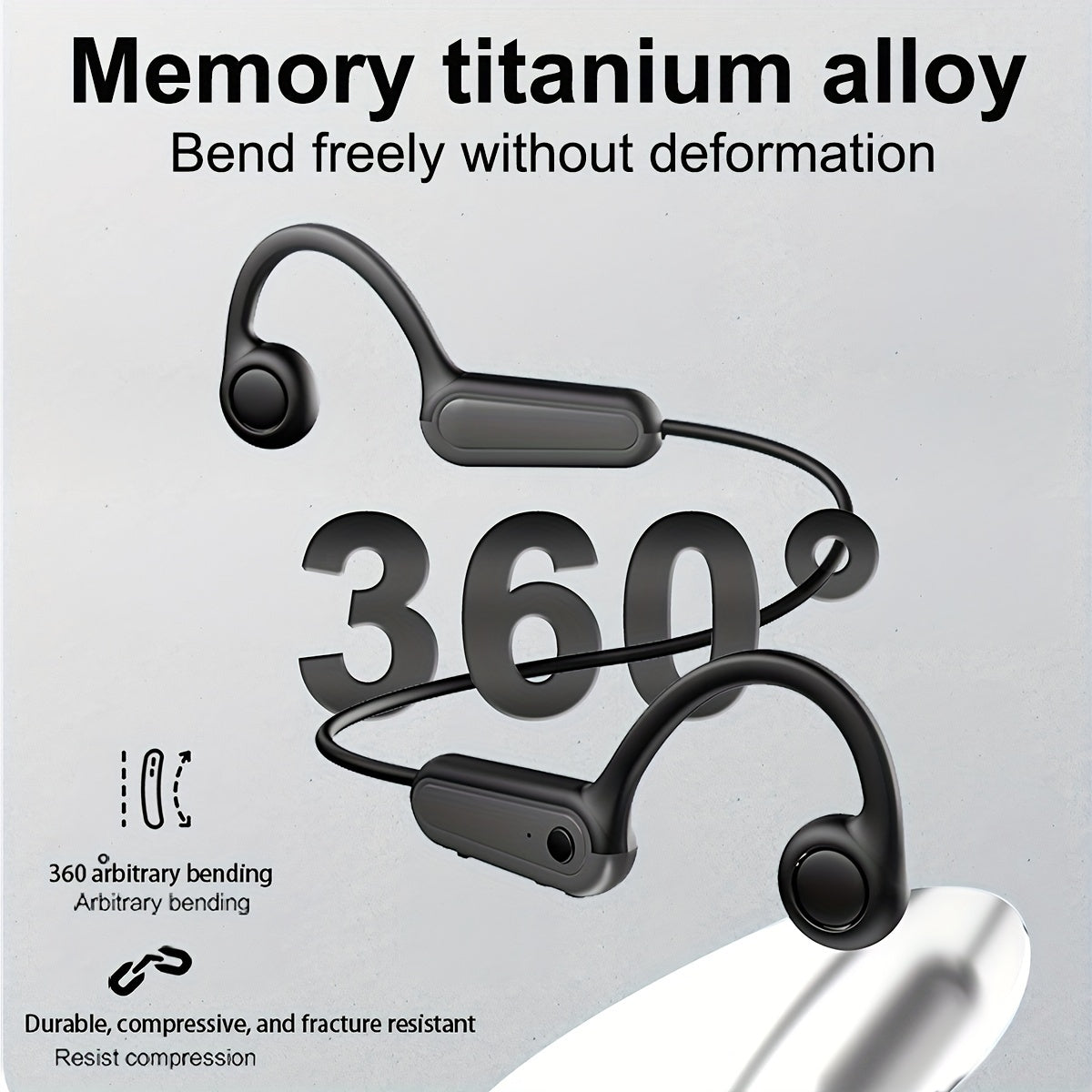Seamless True Wireless Bone Conduction Headphones - 15H Playtime, Sweatproof Sports Earbuds with Mic, Featherweight for Running, Walking, Hiking, and Gym