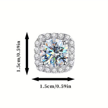 2 Pairs of Stud & Pendant 925 Sterling Silver Moissanite Square Cut Necklace - Elegant Wedding Jewelry, Perfect Birthday & Mother's Day Gifts for Women