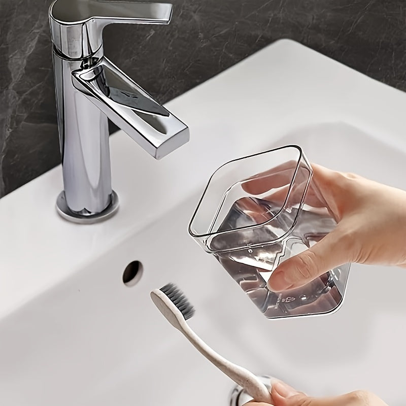 Toothbrush Holder Stand with Cover & Transparent Mouthwash Cup – Ideal for Bathrooms, Stores Toothpaste and Toothbrushes, Suitable for Home, Dormitory, School