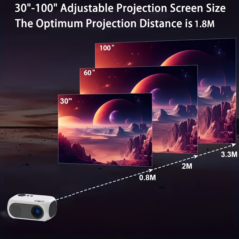 Portable HD 720P G300P Mini Projector – For Phone, Video, Home Theater – Compatible with iOS/Android/USB/Laptop/PC/TV Stick/DVD/Game