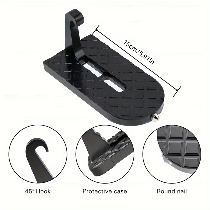 Premium Metal Folding Door Step – Compact Safety Ladder with Hammer, Roof Cleaning Hook, Anti-Slip Surface, Durable for Easy Climbing and Household Use