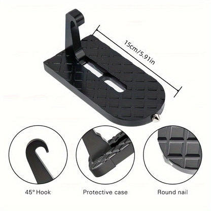 Premium Metal Folding Door Step – Compact Safety Ladder with Hammer, Roof Cleaning Hook, Anti-Slip Surface, Durable for Easy Climbing and Household Use