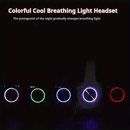 Wireless In-Ear Foldable Luminous Headphones - Colorful LED Lights, Built-in Microphone, FM, SD Card Slot, Wired Option for School, Tablet, PC, TV, Phone, Ideal Travel Gift