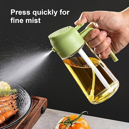 2pcs 2-in-1 Oil Sprayer and Pourer - Portable Olive Oil Sprayer and Distributor Bottle for Kitchen and Bar - Fat Reduction Plastic Oil Spray Bottle