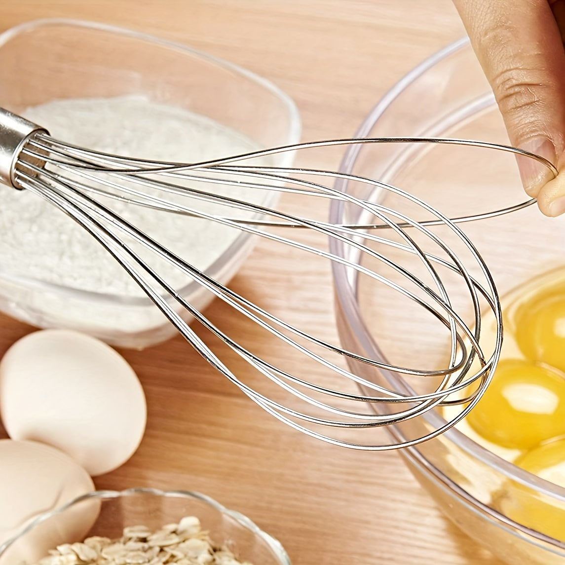 3pcs Stainless Steel Egg Whisk Set - 3 Sizes for Cooking, Baking, and Kitchen Use