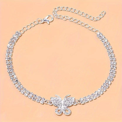 Sparkling Butterfly Tennis Anklets - Perfect Jewelry Footwear for Summer Beach Weddings & Parties