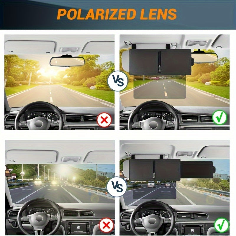 Upgraded Car Sun Visor with Zipper Slider – UV400 Protection, Anti-Glare PC Lens, Side Sunshade for Safe Driving
