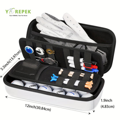 Golf Glove Holder with Shaper and Dividers - Storage for Balls, Tees, and Divot Tools, Ideal Golf Gift for Men (Bag Only)
