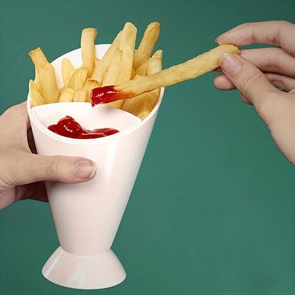2 in 1 French Fries and Ketchup Holder - Restaurant Organizer to Keep Fries and Sauce Neatly Arranged