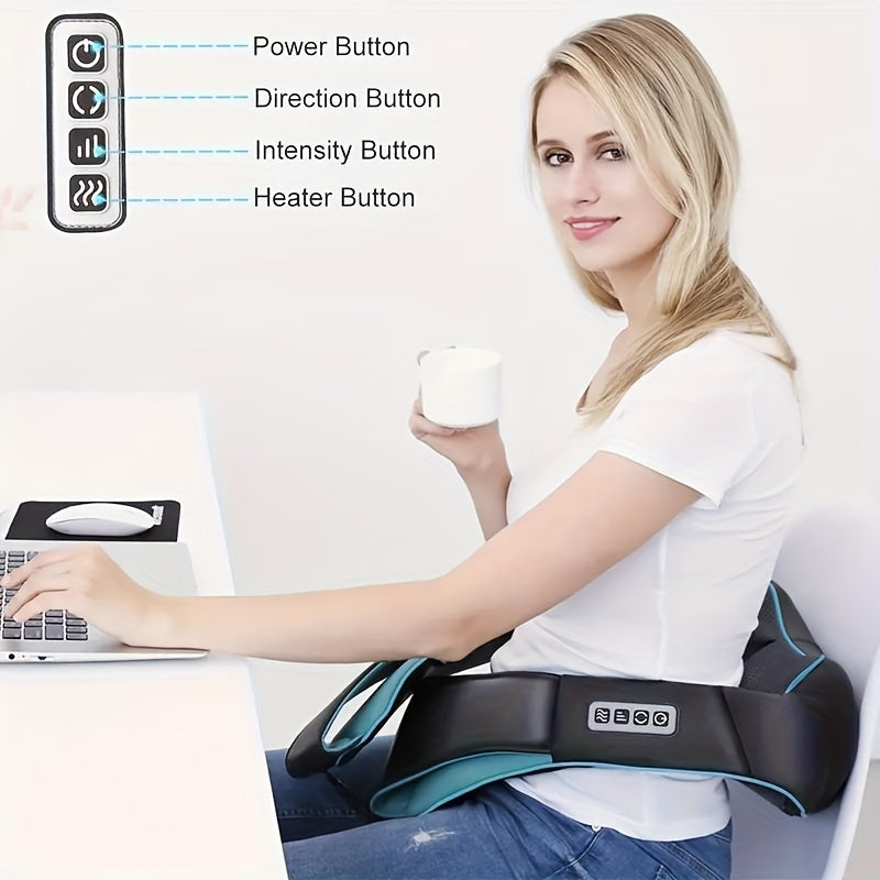 Heating Neck and Shoulder Massager – Deep Kneading Finger Pressure Massager for Neck, Back, Shoulders and More, Perfect Gift for Men, Women, and Parents