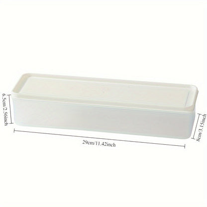 4 Pack Long Rectangular Food Storage Containers - Reusable Plastic Organizer Boxes with Lid for Scallions, Garlic, Noodles and More