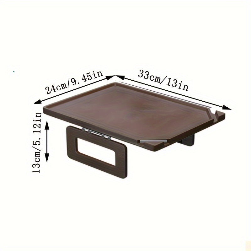 Brown Bamboo Sofa Tray Table with Armrest Clamp - Foldable Rectangular Multifunctional Table with Double Bracket - Ideal for Sofas and More