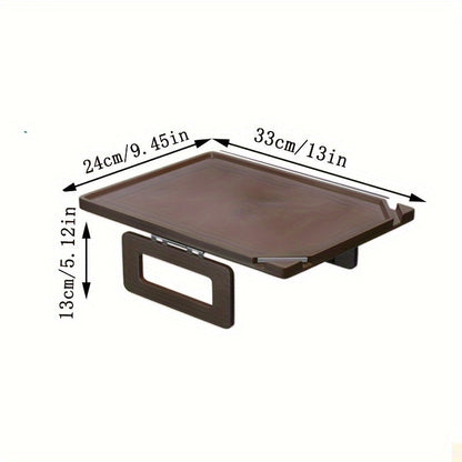 Brown Bamboo Sofa Tray Table with Armrest Clamp - Foldable Rectangular Multifunctional Table with Double Bracket - Ideal for Sofas and More