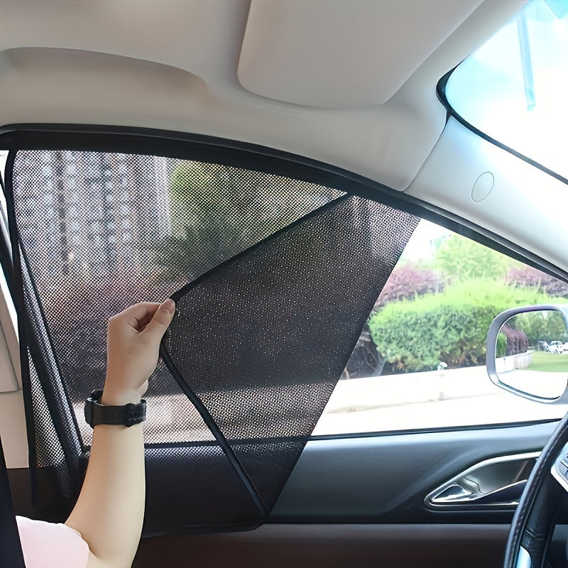 4-Pack Magnetic Car Window Sunshades - UV Protection and Privacy Mesh Covers, Durable Polyester Knit Fabric, Easy Installation for Vehicle Interior