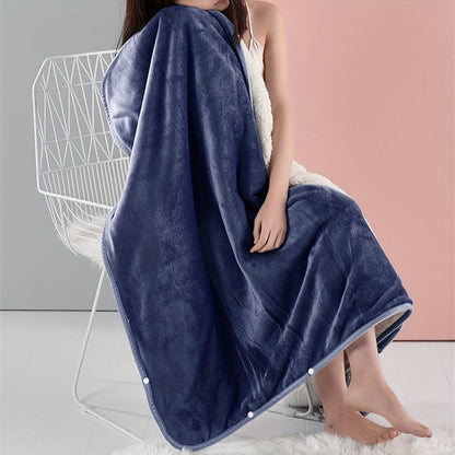Wearable Blanket – Double Flannel Sherpa Shawl for Nap and Office Use, Multi-Functional Cover for Waist and Legs
