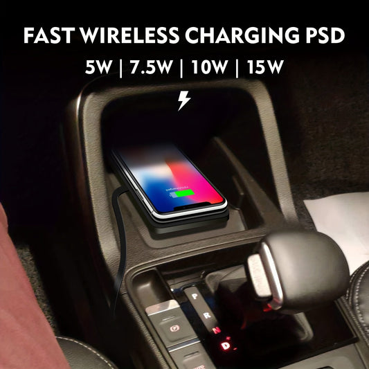 15W Fast Wireless Car Charger Pad – Non-Slip Silicone, Universal Compatibility for iPhone 14/13/12/11, Samsung – Safe and Rapid Charging Station