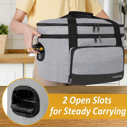 2 Layer Slow Cooker Carrier - Insulated Travel Bag for 6, 7, and 8 Quart Cookers with Lid Straps - Perfect for Potlucks and Family Gatherings