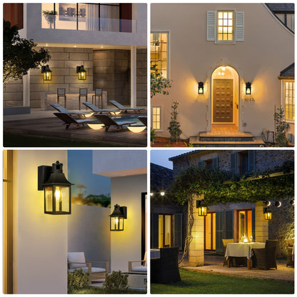Smart Porch Lights Pro – Dusk to Dawn Motion Sensor Outdoor Lights with GFCI Outlet, 3 Lighting Modes – Waterproof, Energy-Efficient Exterior Wall Sconce for House, Patio, Garage