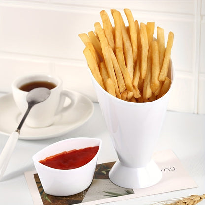 2 in 1 French Fries and Ketchup Holder - Restaurant Organizer to Keep Fries and Sauce Neatly Arranged