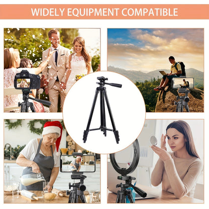 51" Adjustable Travel Tripod for Smartphones - Phone Holder with Remote Control for Meeting Recording, Outdoor Live Streaming, and Vlogging, Perfect Gift Idea